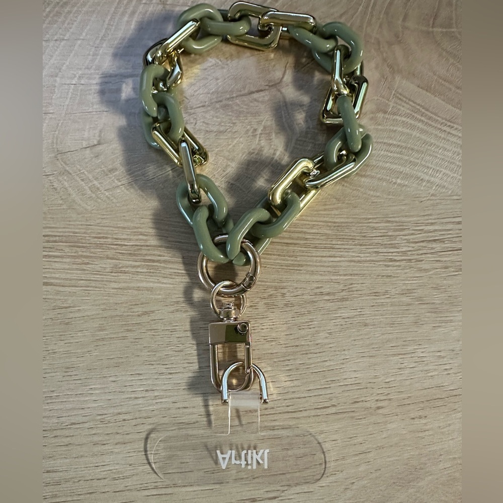Chunky Green and Gold Phone Chain